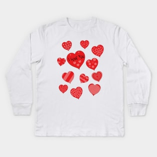 I Love You Hearts Kids Long Sleeve T-Shirt